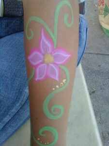 A Pink Color Flower With Vines Painting