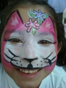 A Little Girl With a Cat Shape Face Painting
