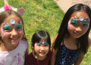 Three Little Girls With Face Painting Done